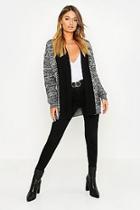 Boohoo Belted Roll Neck Detail Marl Cardigan