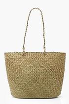 Boohoo Large Straw Basket Beach Bag