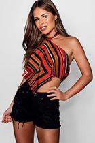 Boohoo Petite Bella Scarf Knot Halter Neck Hanky Hem Top