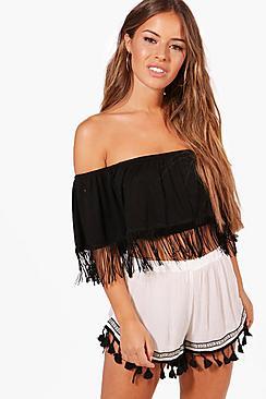 Boohoo Petite Millie Tassle Trim Short