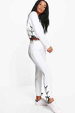 Boohoo Aria Lace Up Sweat Jogger