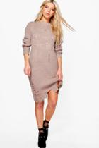 Boohoo Freya Distressed Hem Jumper Dress Taupe