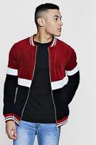 Boohoo Velour Sports Rib Track Bomber Co-ord