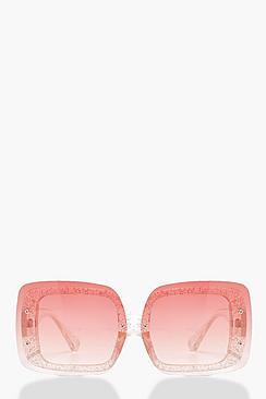 Boohoo Olivia Glitter Frame Oversized Sunglasses
