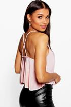 Boohoo Alice Slinky Cross Back Swing Crop Cami Nude