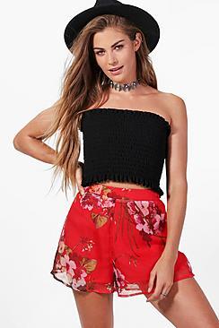 Boohoo Tori Floral High Waisted Shorts
