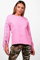 Boohoo Bella Athleisure Popper Sweat Top