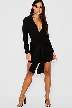 Boohoo Tie Front Detail Blazer Dress
