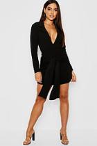 Boohoo Tie Front Detail Blazer Dress
