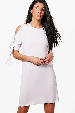 Boohoo Amelia Tie Sleeve T-shirt Dress