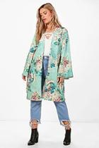 Boohoo Plus Nadia Floral Belted Kimono