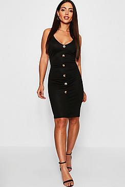 Boohoo Button Through Bodycon Dress