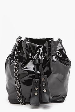 Boohoo Vinyl Chain Strap Duffle Bag