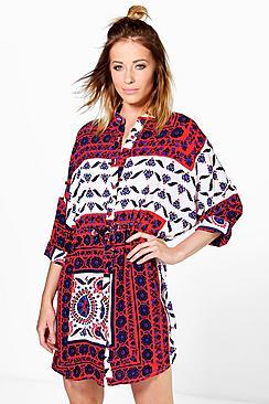 Boohoo Natasha Paisley Shirt Dress
