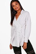 Boohoo Stripe Corset Front Shirt