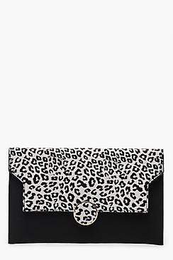 Boohoo Colour Pop Leopard Flap Clutch