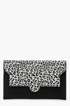 Boohoo Colour Pop Leopard Flap Clutch