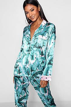 Boohoo Evie Leaf Polka Dot Print Shirt Jacket