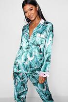 Boohoo Evie Leaf Polka Dot Print Shirt Jacket