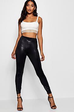 Boohoo Zip Back Leather Look Leggings