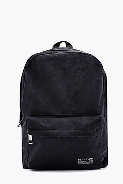 Boohoo Cord Rucksack With Branded Patch