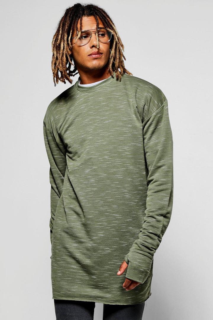 Boohoo Space Sweatshirt With Thumb Holes Khaki