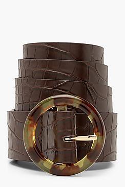 Boohoo Croc Belt With Resin Buckle