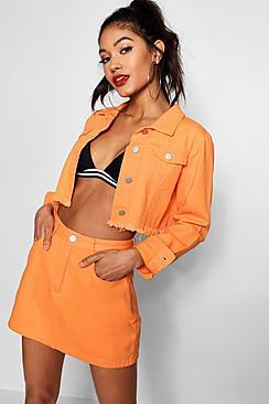 Boohoo Orange Denim Mini Skirt