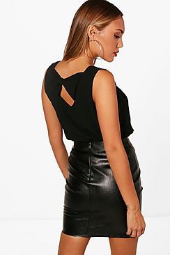 Boohoo Olivia Bow Back Blouse