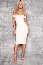Boohoo Ana Off Shoulder Curved Neckline Midi Dress