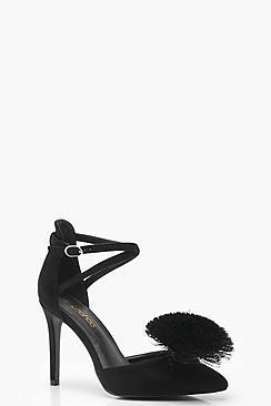 Boohoo Keira Pom Trim Pointed Court Shoes