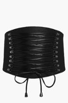 Boohoo Hope Statement Lace Up Corset Belt Black