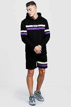 Boohoo Original Man Contrast Panel Short Tracksuit
