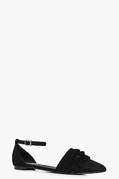 Boohoo Natasha Ruffle Trim Pointed Ballet