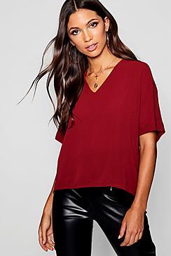 Boohoo Oversized V Neck Blouse