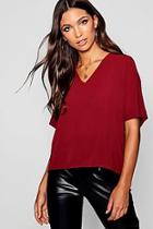 Boohoo Oversized V Neck Blouse