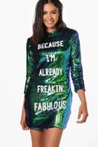 Boohoo Boutique Jay Sequin Slogan Bodycon Dress Multi