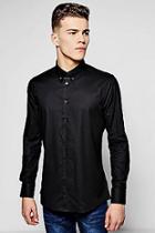 Boohoo Slim Fit Stretch Bar Collar Shirt