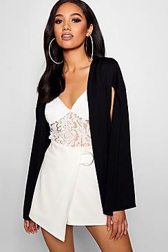Boohoo Petite Cape Sleeve Blazer