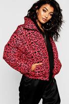 Boohoo Leopard Print Puffer Jacket