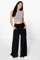 Boohoo Matilda Pocket Side Wide Leg Trousers Black