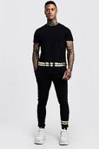 Boohoo Gold Foil Curve Hem 3d Man T-shirt & Jogger Set