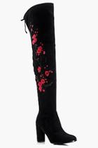 Boohoo Saffron Floral Embroidered Over The Knee Boot