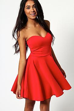 Boohoo Polly Bandeau Skater Dress
