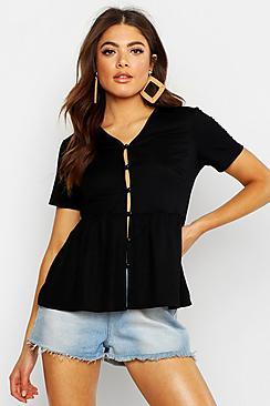 Boohoo Basic Button Woven Smock Top