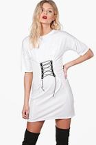 Boohoo Petite Poppy Waist Trim Detail T-shirt Dress