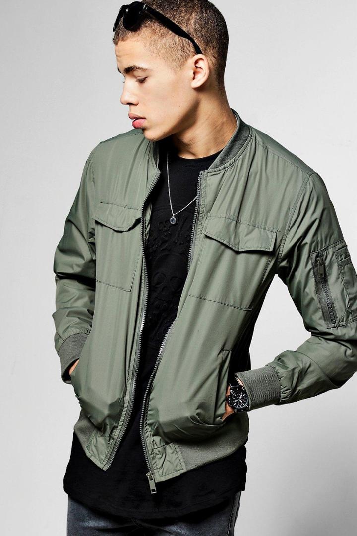 Boohoo Polyester Ma1 Bomber Jacket Khaki