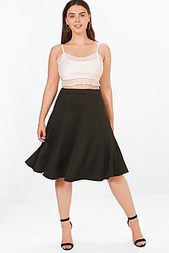 Boohoo Plus Elsa Scuba High Waist Pleated Midi Skirt