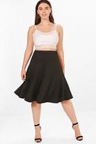 Boohoo Plus Elsa Scuba High Waist Pleated Midi Skirt