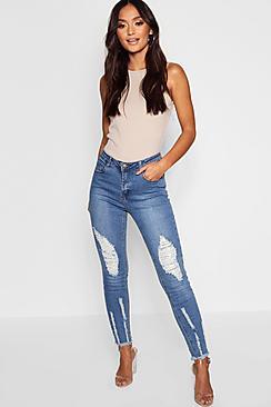 Boohoo Petite Frayed Detail Skinny Jean